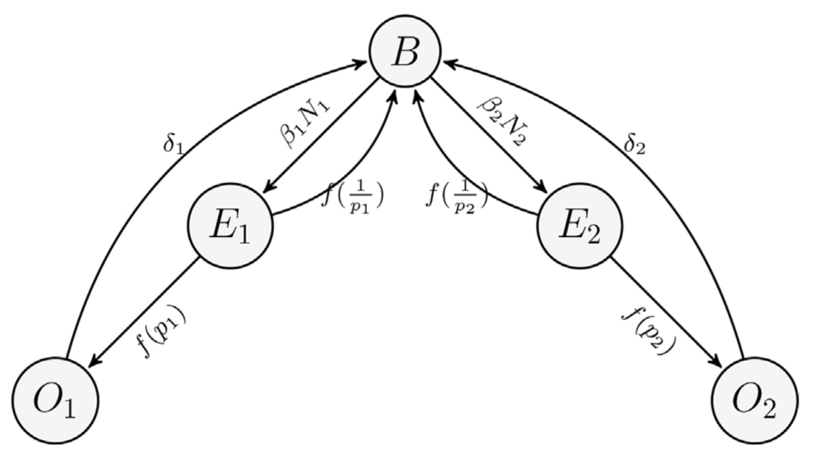Sales propagation model for two competing products